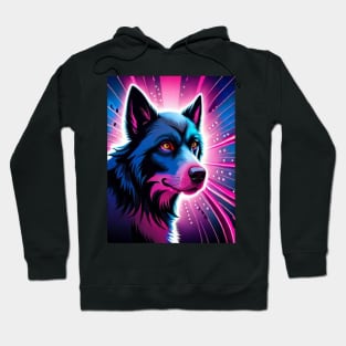 blue dog with pink light Hoodie